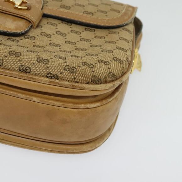 GUCCI Micro GG Canvas Shoulder Bag Beige Gold - Picture 11 of 16